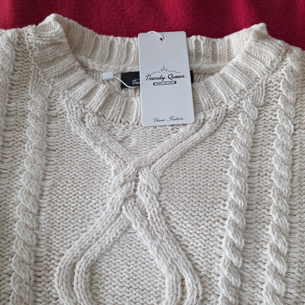 Women's Cream Cable Knit Sweater